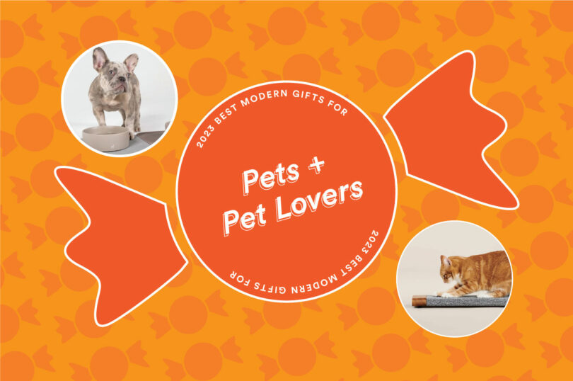 two tone orange banner ad for pets and pet lovers gift guide