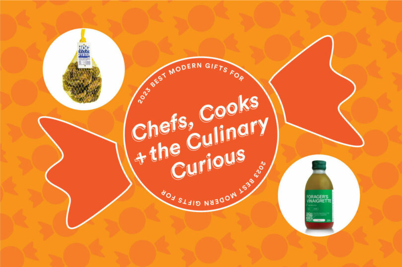 orange candy themed holiday gift guide banner for chefs