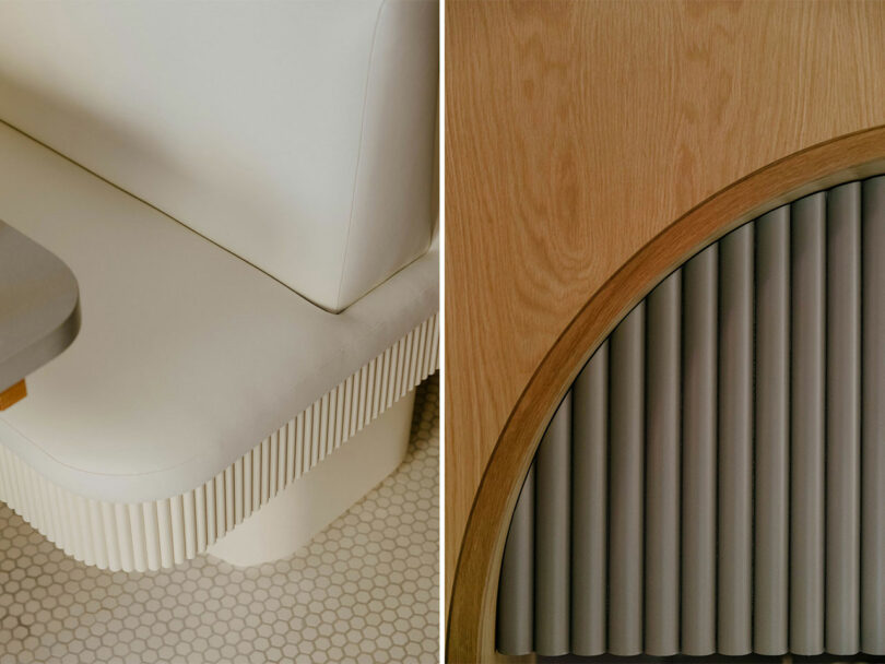 Interior design details showing contrasting textures.