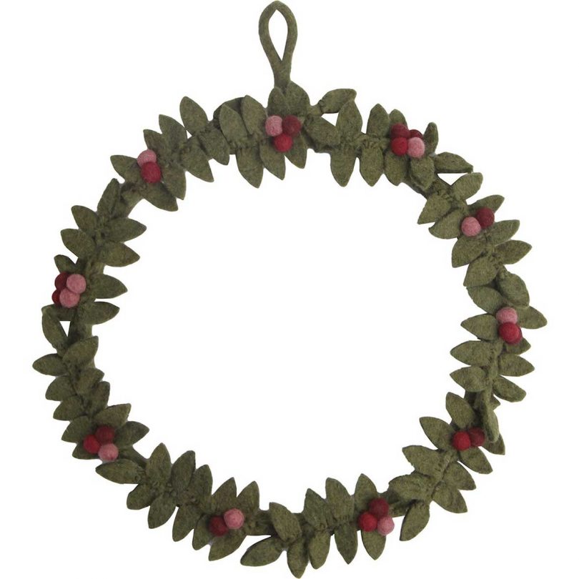 green and red felt wreath