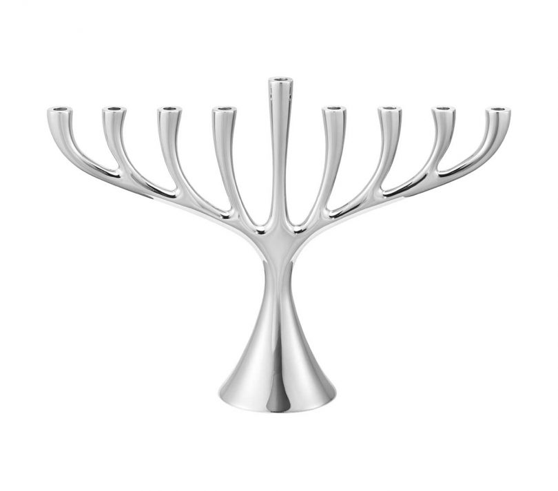 sculptural stainless steel menorah