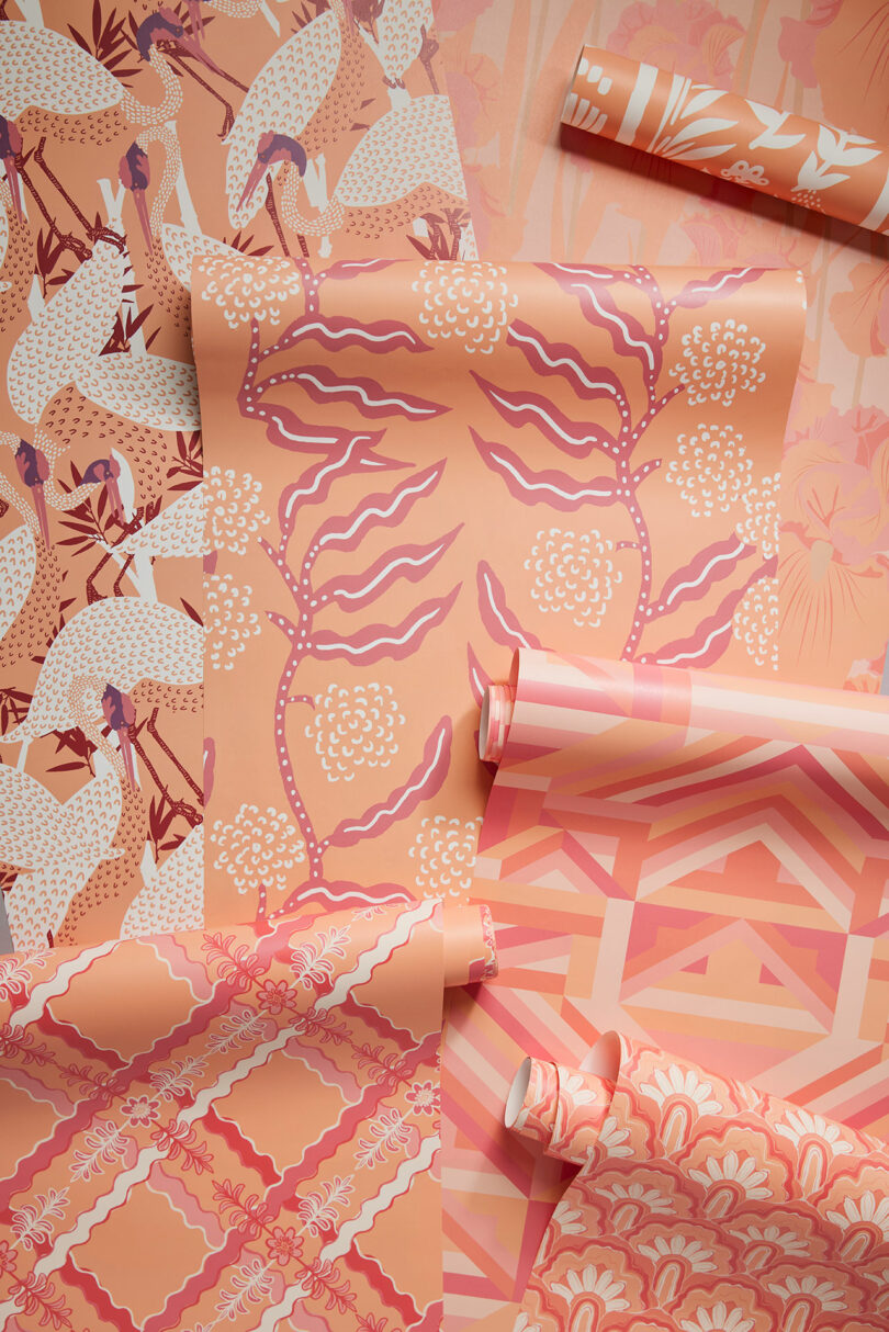 layered shot of peach colored textiles from Spoonflower